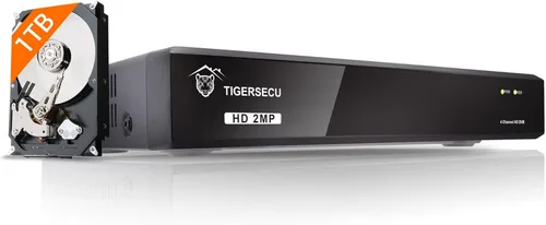 TIGERSECU Grabador de seguridad DVR híbrido 4 en 1 de 4 canales Super HD 1080P con disco duro de 1 TB, para cámaras TVI/AHD/CVI/analógicas de 2MP
