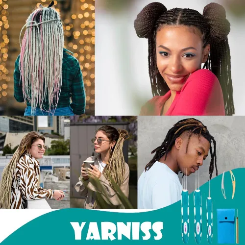 Miniatura 7 de Yarniss Ganchos de ganchillo para rastas con mango ergonómico, aguja de ganchillo para cabello de 0.75mm para trenza Loc