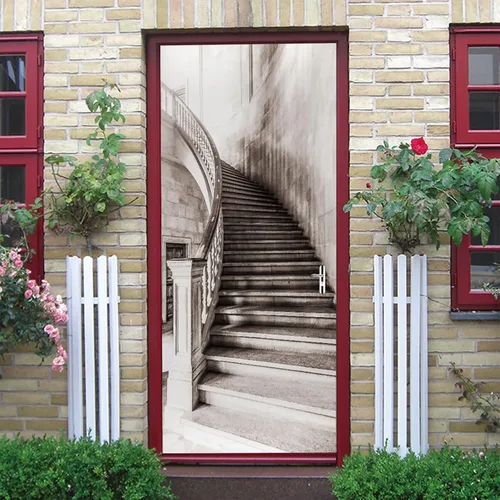 Miniatura 14 de TUOKING Adhesivo para puerta, calcomanías de vinilo para puerta, mural autoadhesivo para decoración del hogar, 30.3 pulgadas de ancho x 78.7