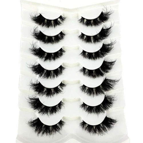 Miniatura 16 de 7 pares de pestañas de ojo de gato 3D pestañas postizas naturales 5D esponjosas suaves cruzadas pestañas manga pestañas Wispy Natural pestañas