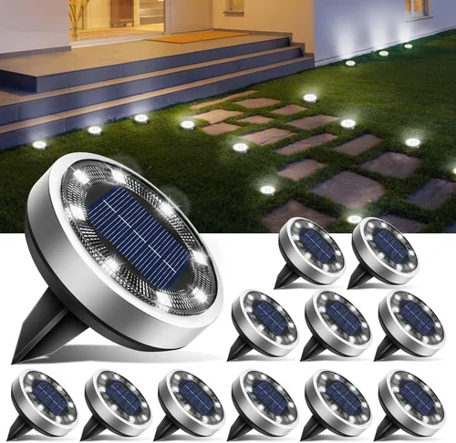 Miniatura 26 de btfarm 16 Pack Solar Lights Outdoor, 8 LED Solar Ground Lights IP65 Waterproof Flat Solar Disc Light, Pathway Lights for Garden Patio Yard Christmas