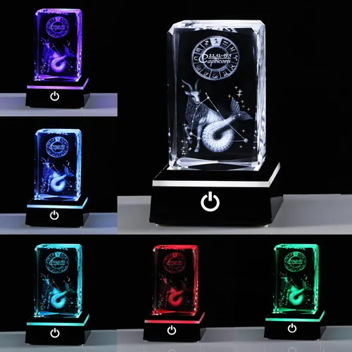 Miniatura 2 de Regalos de astrología del zodiaco Capricornio con cristales 3D para mujeres y hombres, figura de cristal de Capricornio, decoración de constelación