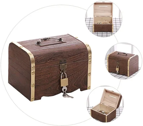 Miniatura 5 de Juego de pecho de metal vintage, caja pirata de estilo europeo con cerradura y llave, caja de regalo para niñas, mujeres y mujeres, talla L