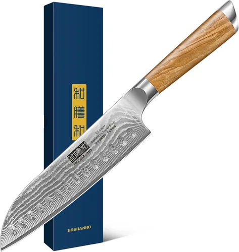 Miniatura 10 de HOSHANHO Cuchillo Nakiri de Damasco de 16,5 cm, cuchillo de cocina japonés súper afilado de Damasco 10Cr15CoMoV, cuchillo de cocina y de verduras