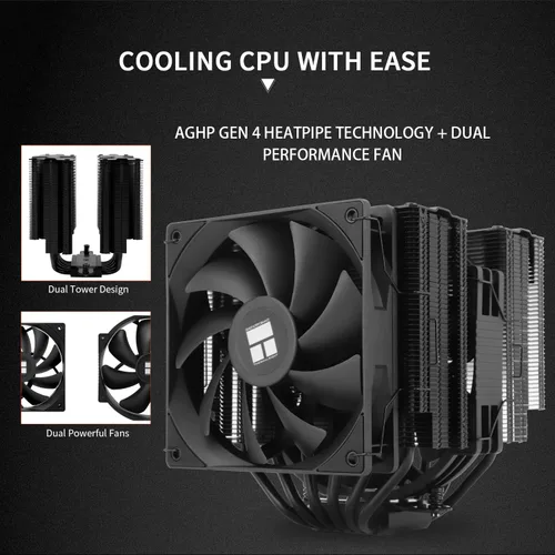 Miniatura 4 de Thermalrlght Peerless Assassin 140 - Enfriador de aire negro para CPU, 6 tubos de calor, disipador de calor de torres duales, ventiladores PWM