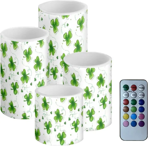 Miniatura 38 de Velas LED parpadeantes operadas por batería, juego de 4 con control remoto y temporizador, velas de llama danzante, velas de pilar para mesa, Playa