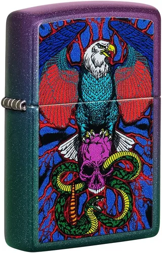 Miniatura 10 de Zippo Encendedor de bolsillo Eagles Dare - Encendedores recargables con tapa abatible a prueba de viento - Encendedores de bolsillo con diseño Cromo