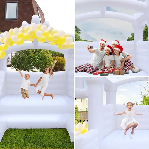 Miniatura 4 de FINCOME Casa inflable de rebote blanca de 13 x 13 pies con soplador, castillo de rebote comercial grande para saltar casa hinchable para niños