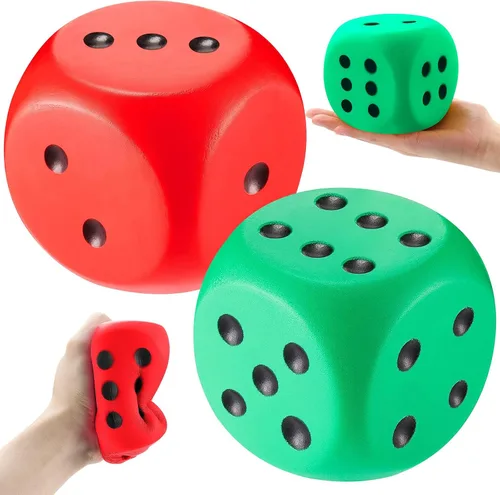 Miniatura 14 de Zomiboo 2 dados grandes de espuma de 2.3 pulgadas para el aula, gigantes de 6 caras, decoración de fiesta de casino, juguete para aliviar la azul