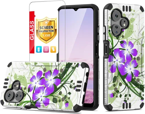 Miniatura 11 de TJS Funda compatible con Boost Mobile Celero 5G + Plus 2024 (3ª versión), protector de pantalla de vidrio templado, híbrido a prueba de golpes