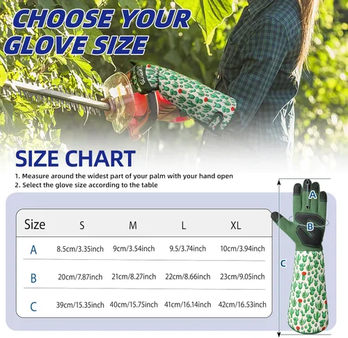 Miniatura 6 de Schwer Guantes de jardinería para mujer, guantes de poda de rosas con protección de antebrazo, transpirables y cómodos, guantes de jardín largos