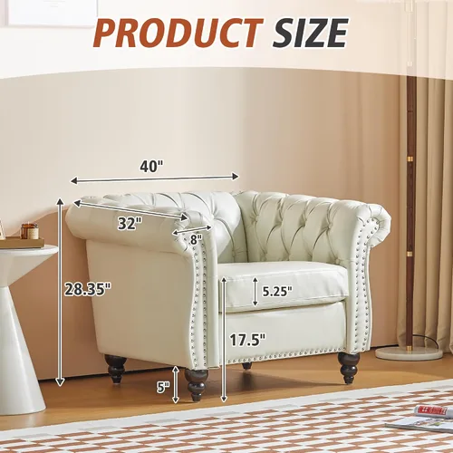 Miniatura 2 de QHITTY Juego de 3 piezas para sala de estar, Sofá Seccional Chesterfield Silla Contemporáneo Tapizado Cuero Artificial Loveseat Juegos de Sofás