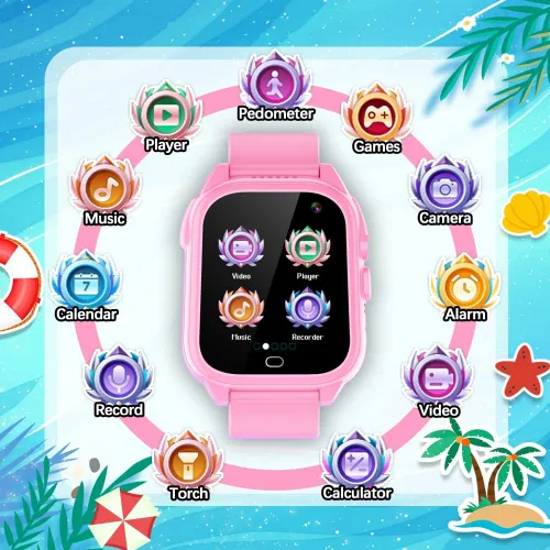 Miniatura 3 de OVV Reloj inteligente para niños y niñas de 3 a 12 años con resistente al agua 26 juegos, pantalla táctil de 1.44'', cámara HD, reproductor de MP3