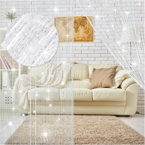 Miniatura 9 de WILLBOND 4 piezas de cortinas de cadena con flecos de purpurina para ventana de 79 x 39 pulgadas, tira divisora para puerta, borla para boda, sala