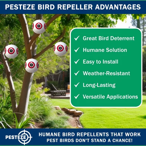 Miniatura 6 de PESTEZE Señuelo grande de globo blanco de 16 pulgadas con forma de pájaro aterrador [1 unidad] disuade a las aves plagas no deseadas como palomas