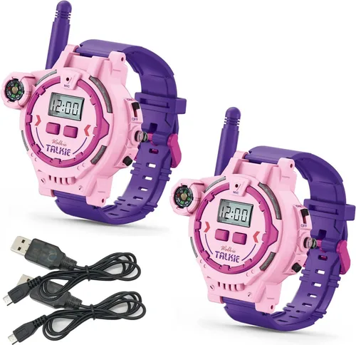 Miniatura 9 de Walkie Talkie recargable para niños, radio bidireccional Walky Talky con linterna, juego para exteriores, interfono, juguete y regalos para niños