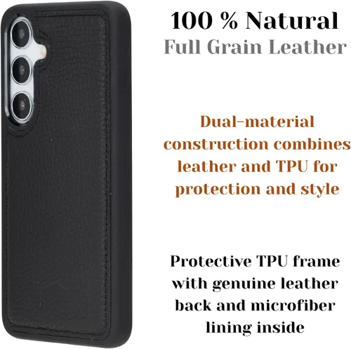 Miniatura 4 de BLACKBROOK Funda de piel de alta calidad a presión compatible con Samsung Galaxy S24, elegante funda de cuero de grano completo con la máxima