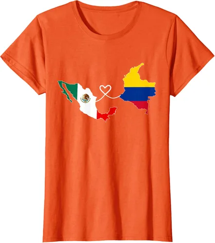 Miniatura 56 de Camiseta Half Colombian Half Mexican Flag Map DNA Mexico Colombia