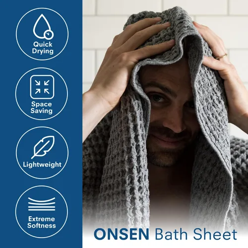 Miniatura 2 de ONSEN Supima® - Toalla de baño de punto gofre, grande, de secado rápido, 100% algodón estadounidense, ligera y absorbente, 38 x 67 pulgadas