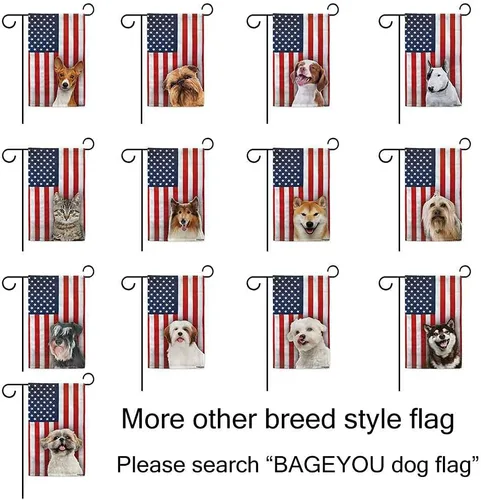 Miniatura 5 de Bandera de Estados Unidos con lindo perro Pitbull patriótico bandera de jardín para perro 4 de julio, pancarta decorativa para exteriores de 12.5 x