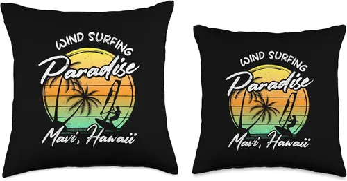 Miniatura 3 de Windsurfing Paradise Maui Hawaii Windsurf Gift Paradise Maui Hawaii Sailboard Windsurf Throw Pillow, 18x18, Multicolor