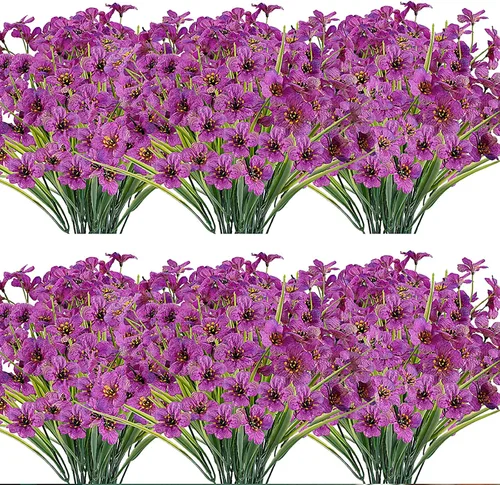 Miniatura 24 de JEMONG - 20 paquetes de flores artificiales para exteriores, resistentes a los rayos UV, flores falsas que no se decoloran, plantas de plástico