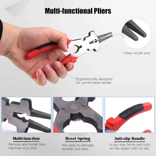 Miniatura 3 de Glarks Martillo astillador de 10 pulgadas con mango de resorte helicoidal y cepillo de alambre, par de guantes de soldadura para eliminar escoria