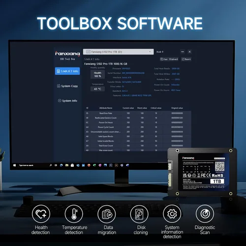 Miniatura 6 de Fanxiang S101 128 GB SSD SATA III - Unidad de estado sólido interna de 6 Gb/s de 2,5 pulgadas, velocidad de lectura de hasta 550 MB/s, compatible