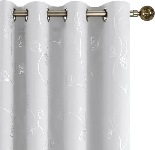 Miniatura 54 de BUHUA - Cortinas opacas blancas, cortinas plateadas, juego de 2 paneles de cortinas con ojales para dormitorio, elegante tratamiento de ventana