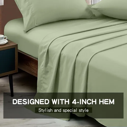 Miniatura 2 de FreshCulture Sábana Plana Twin - Sábana Plana Twin de Calidad Hotelera Únicamente - Sábana Superior de Microfibra Cepillada - Ultra Suave y Verde