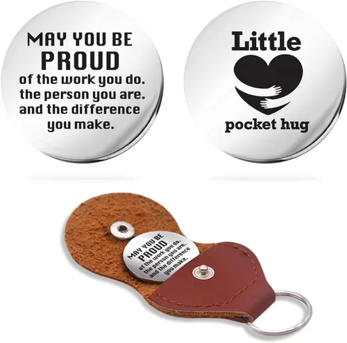 Regalo inspirador de bolsillo de abrazo, recuerdo de relación a larga distancia, acero inoxidable, doble cara, regalo de bolsillo para familiares,