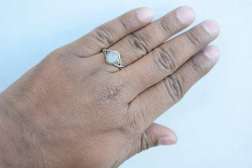 Avicrafts Anillo de Piedra de Cuarzo Rosa Plata de Ley 925 Anillo Declarativo Para Mujeres Hecho a Mano Piedra Preciosa Joyería de Navidad Regalo