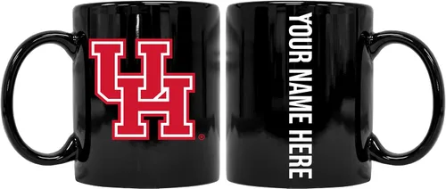 Collegiate - Taza de cerámica personalizada de la Universidad de Houston, de 8 onzas, con tu nombre en la parte posterior, color negro, producto
