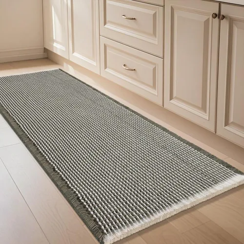 Miniatura 30 de IM HOME Tapete de baño de punto gofre, color caqui, de 24 x 17 pulgadas, tejido bohemio, moderno, absorbente, antideslizante, suave, lavable