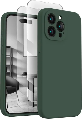FireNova Funda diseñada para iPhone 15 Pro Max, Funda de Teléfono de Silicona Mejorada [Protección de Cámara] con [2 Protectores de Pantalla], Forro