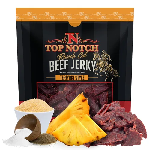 Miniatura 12 de Top Notch Ranch Cut Jerky - Bolsa de 10 onzas de carne seca de res - Snacks ricos en proteínas para niños y adultos - Tiras sabrosas de carne de res