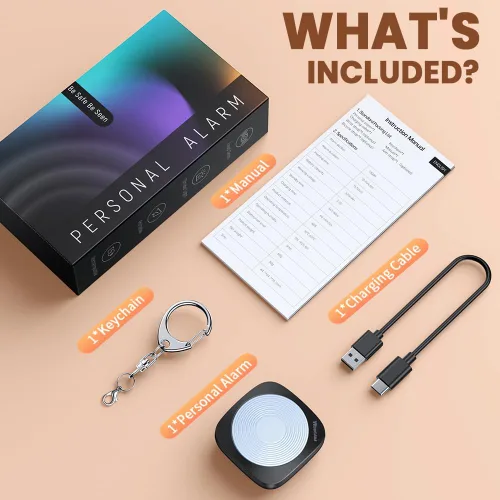 Miniatura 7 de Elecpow Alarma de seguridad personal para mujer, llavero MissCubie y equipo reflectante de alta visibilidad para correr con alarma de línea de carga
