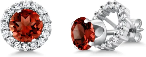 Miniatura 30 de Gem Stone King Aretes redondos de plata de ley 925 de 0.236 in con piedra natal extraíble para mujer