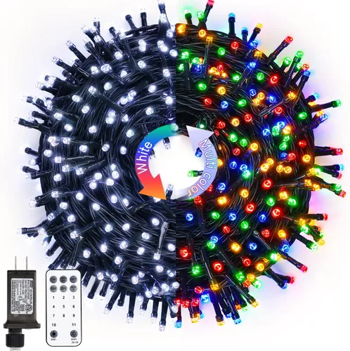 Miniatura 23 de JMEXSUSS Guirnalda de luces de Navidad de 200 LED azules y blancas, 66 pies, de exterior, expansible, para árbol, fiesta o decoración de hogar