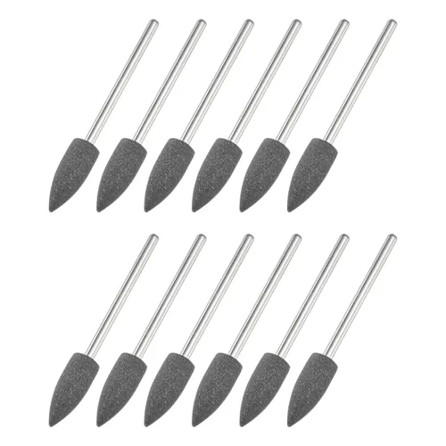 Miniatura 25 de uxcell Piedra montada abrasiva de 80 granos 0.093 in vástago de 1/4 "(6 mm) de diámetro cabezas puntiagudas ruedas de pulido y pulido de piedra