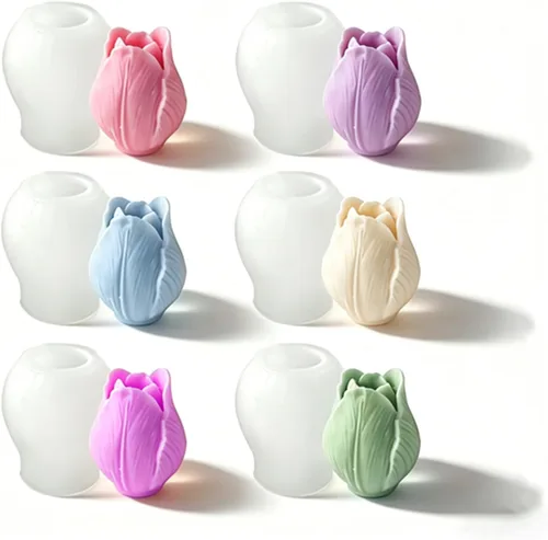 Miniatura 10 de Molde de resina para velas de flores, molde de silicona para hacer velas, 6 piezas de peonía de rosa 3D, San Valentín, día de la madre, molde