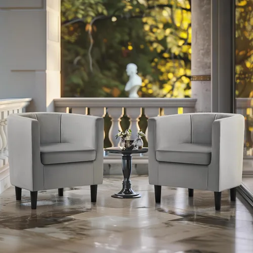 Miniatura 4 de Topeakmart Silla de club de terciopelo, estilo elegante, sillón tapizado para sala de estar, recepción, dormitorio, gris