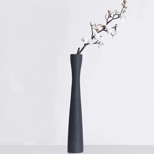 AETVRNI Florero de cerámica negro, jarrón alto y delgado de 16 pulgadas para decoración, jarrón de hierba de las pampas, jarrón cepillado hecho a