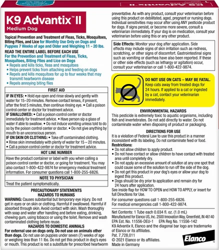 Miniatura 2 de K9 Advantix II Tratamiento y prevención recomendado por veterinarios para pulgas, garrapatas y mosquitos para perros medianos Perros 11-20 libras