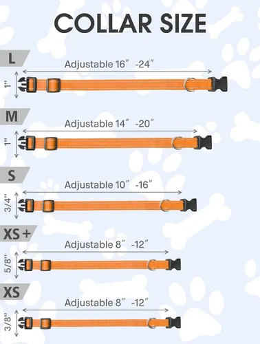 Miniatura 5 de FunTags Collar reflectante para perros, collares de nailon resistentes para perros pequeños machos y hembras, collar ajustable para perros