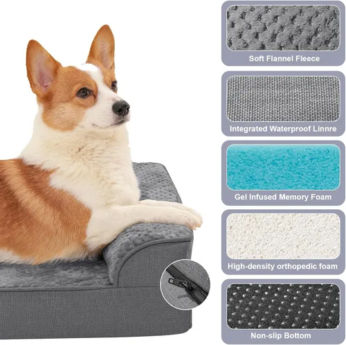 Miniatura 3 de Rainmr Camas ortopédicas para perros grandes, camas de espuma viscoelástica para perros de tamaño grande, funda extraíble lavable, parte inferior