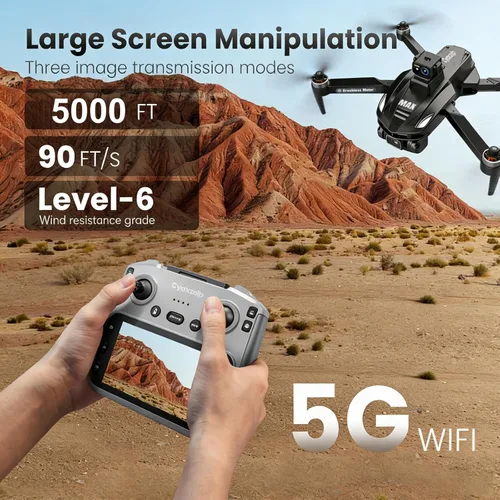 Miniatura 3 de Drones con cámara para adultos 4k, dron GPS con control remoto LCD de 4.5 pulgadas, evita obstáculos de 360° para exteriores, motor sin escobillas