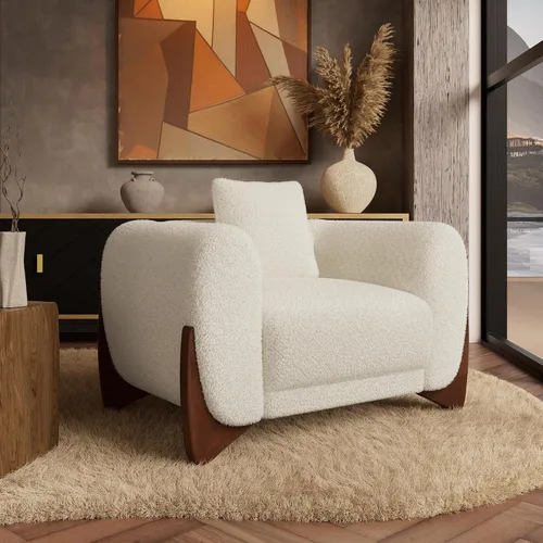Miniatura 16 de Morden Fort Juego de Sofá Boucle de 2 Piezas, Conjunto de Sofás Tapizados Modernos Duraderos Cómodos Boucle Aptos para Mascotas, Silla sin Brazos