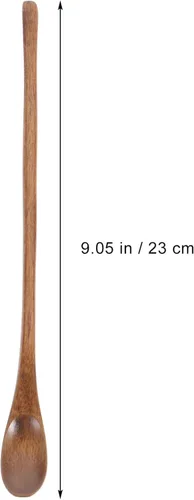Miniatura 4 de Operitacx 4 cucharas de madera, cucharas de mezcla de madera de mango largo a granel, cucharas de té largas para cuchara de miel, mezcla, agitar