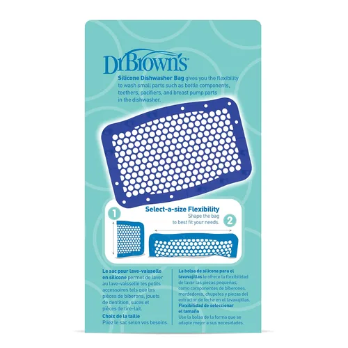 Miniatura 3 de Dr. Brown's Bolsa de silicona 100% para lavavajillas con tamaño ajustable para piezas pequeñas, pezones de biberón, accesorios para sacaleches
